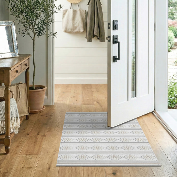 Geometric Modern Beige and Neutral Geometric Diamond Area Rug