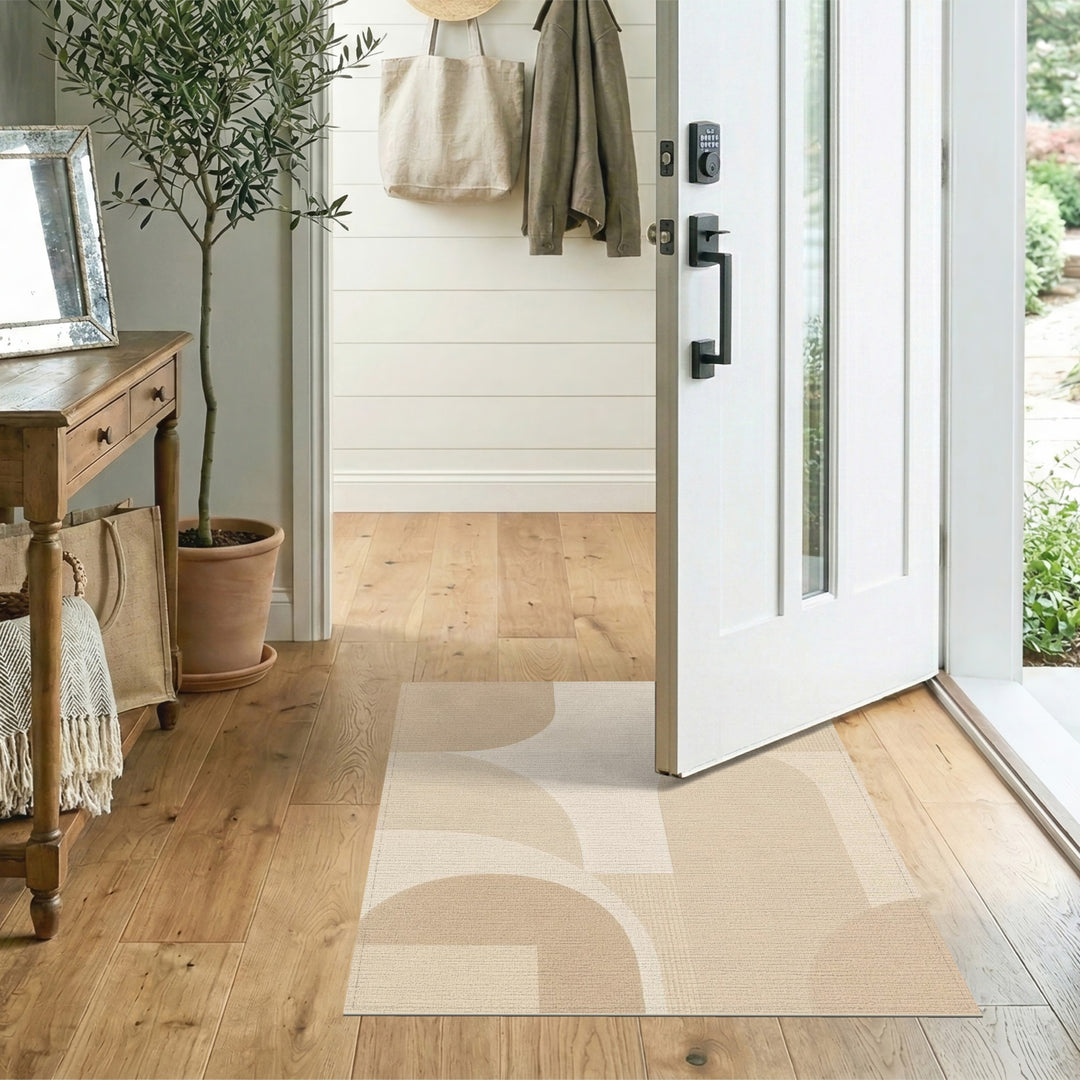Beige Geometric Modern Area Rug