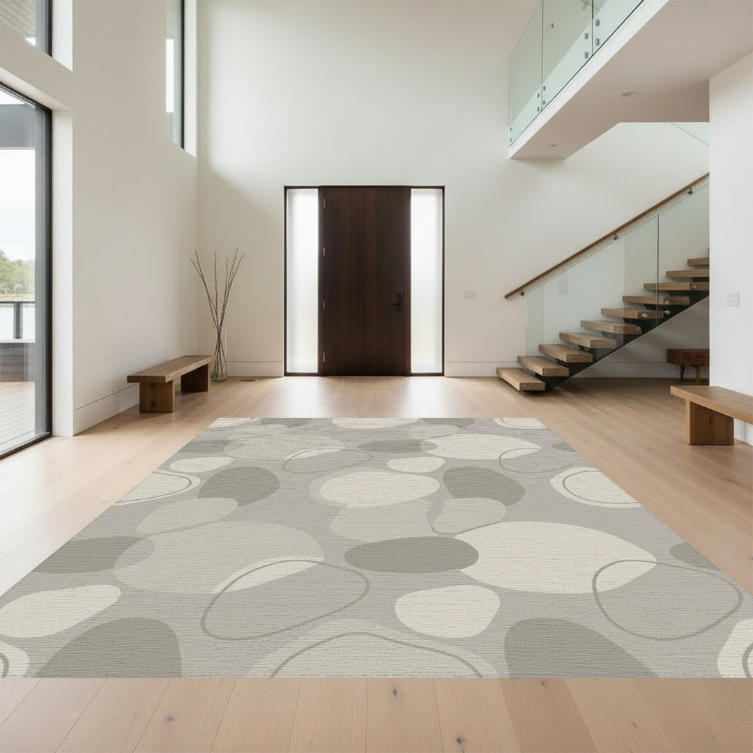 Neutral Pebble Organic Overlay Rug
