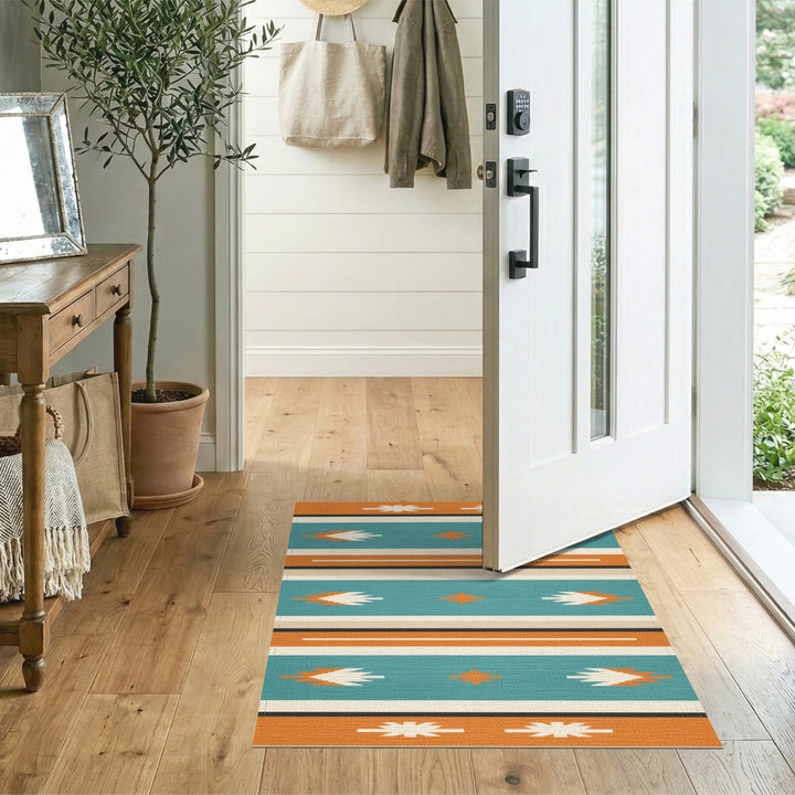 Southwestern Teal Arrowhead Area Rug