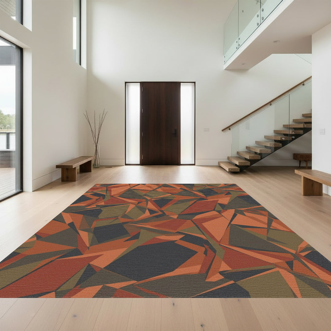 Terracotta Ochre Camouflage Fragment Rug