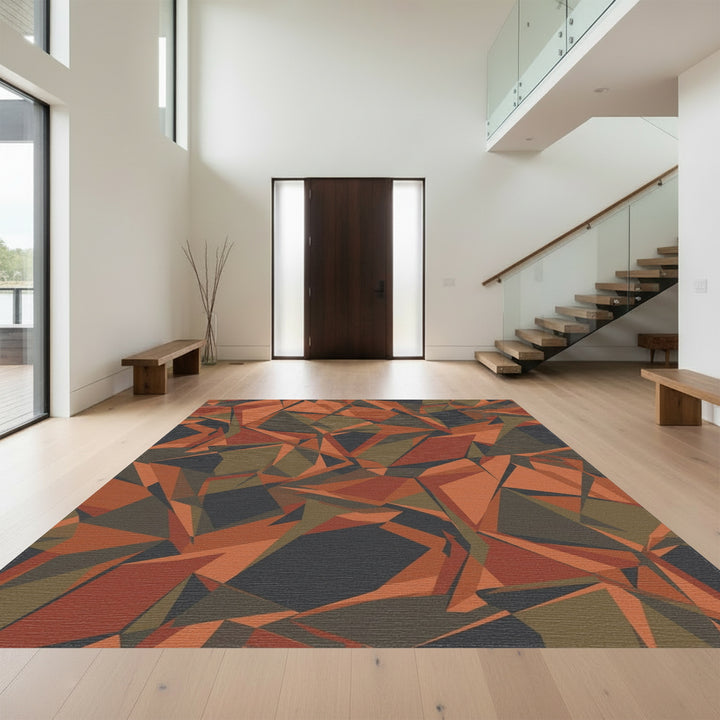 Terracotta Ochre Camouflage Fragment Rug