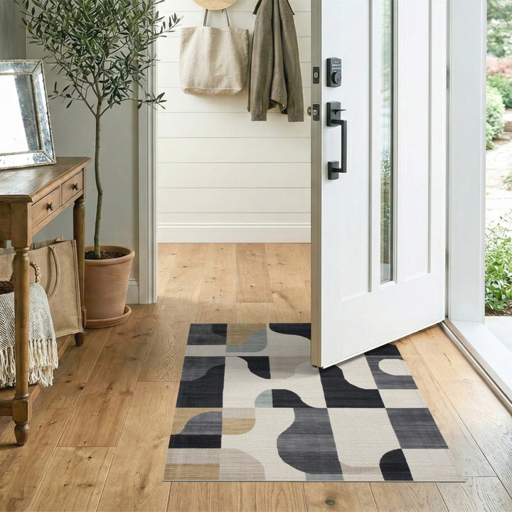 Bold Geometric Black White Area Rug