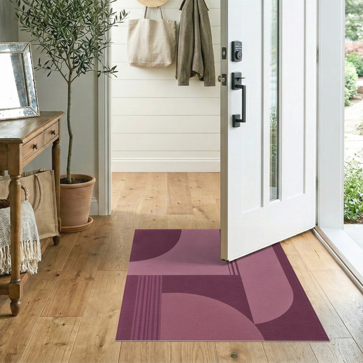 Purple Geometric Curves Area Rug