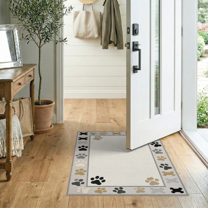 Kids Paw Print Bone Area Rug