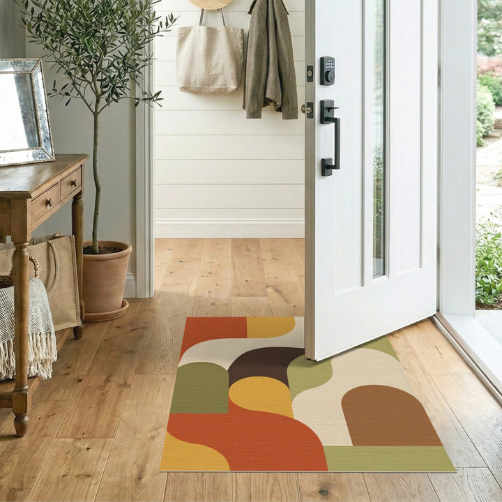 Warm Tone Geometric Area Rug