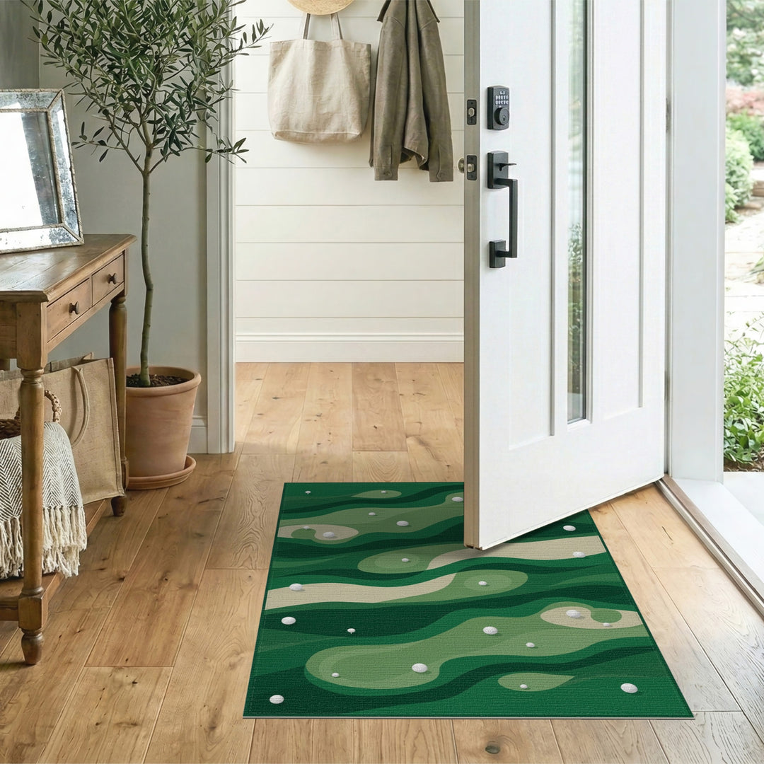 Abstract Green Golf Course Area Rug