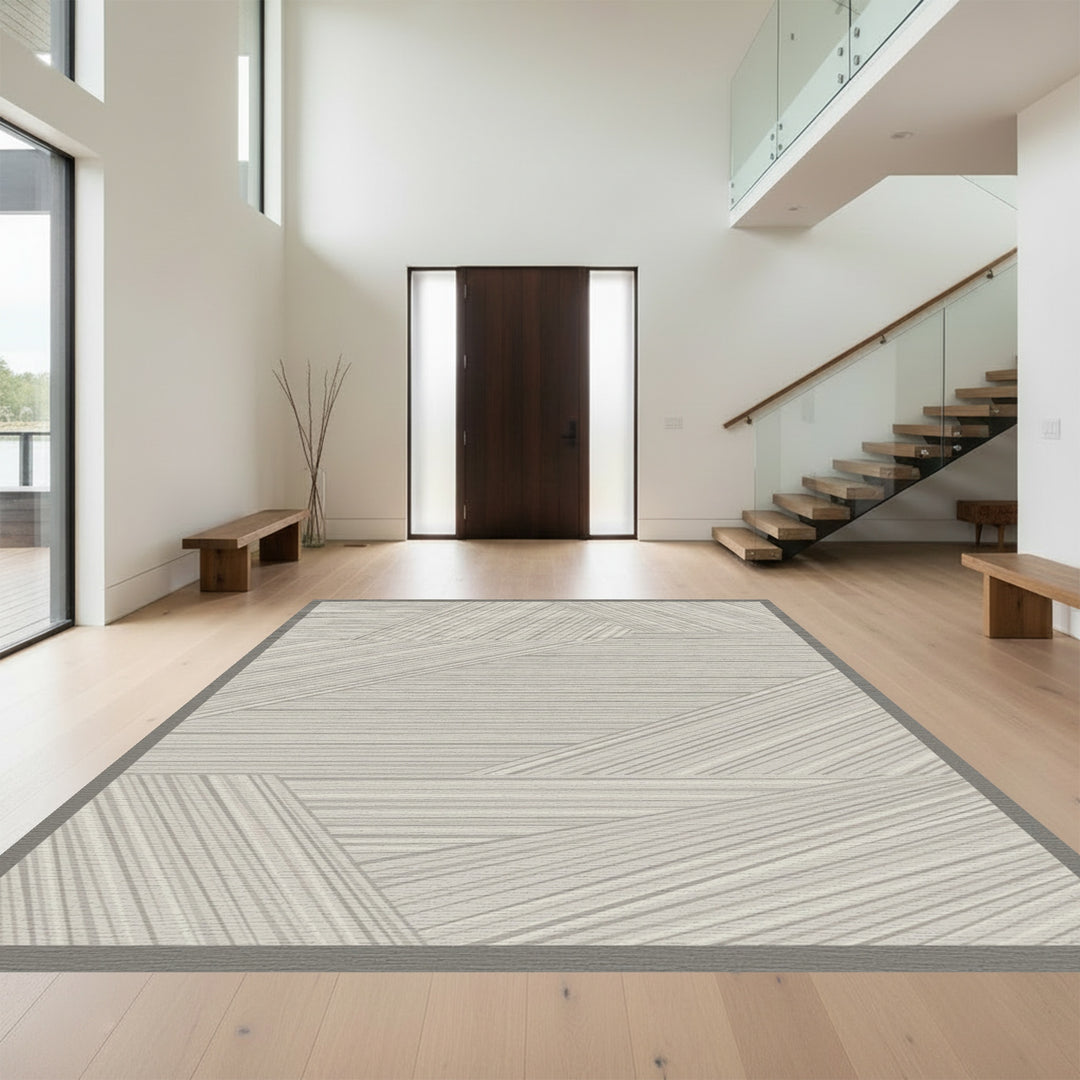 Neutral Streaked Geometric Wood Tones Rug