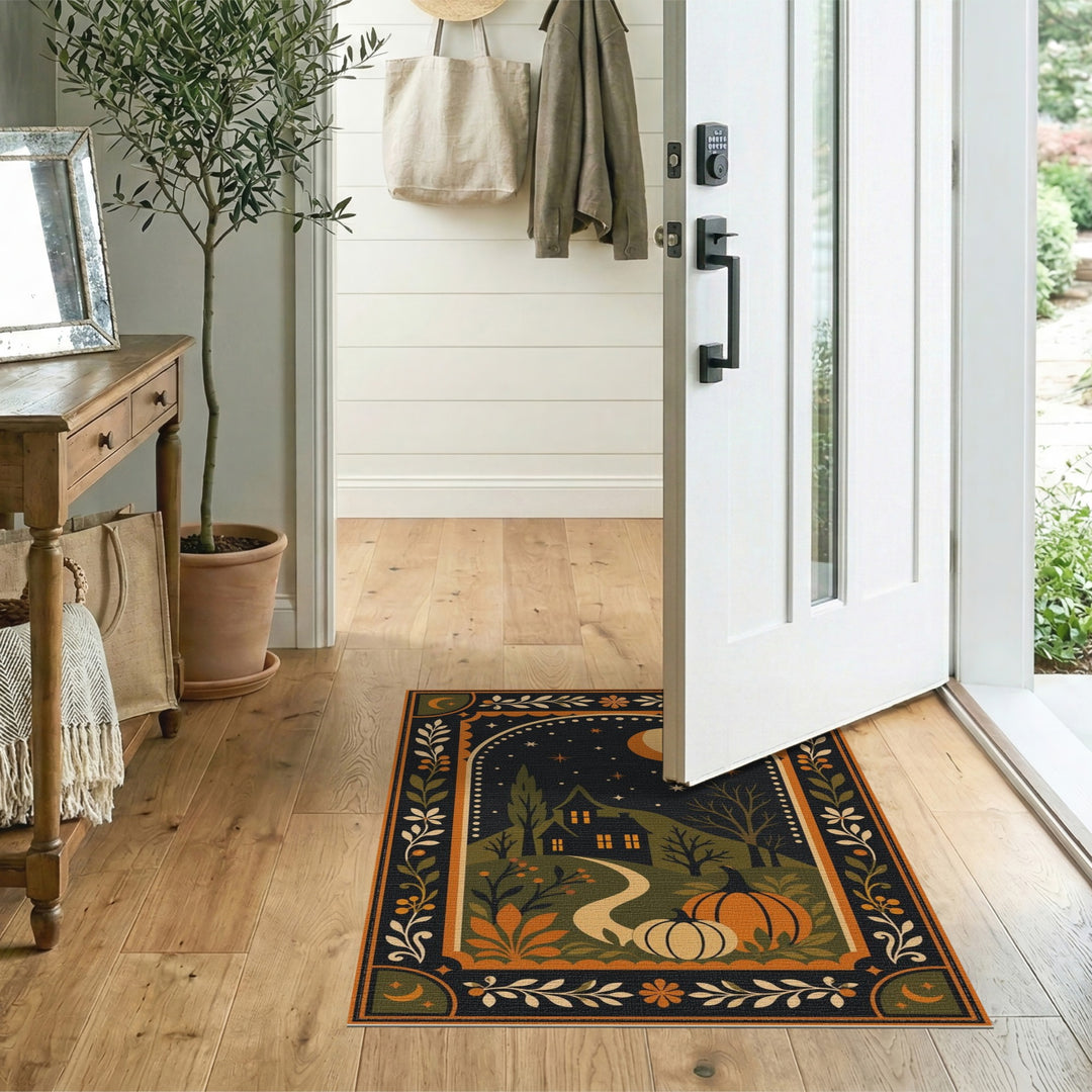 Midnight Pumpkin House Washable Area Rug