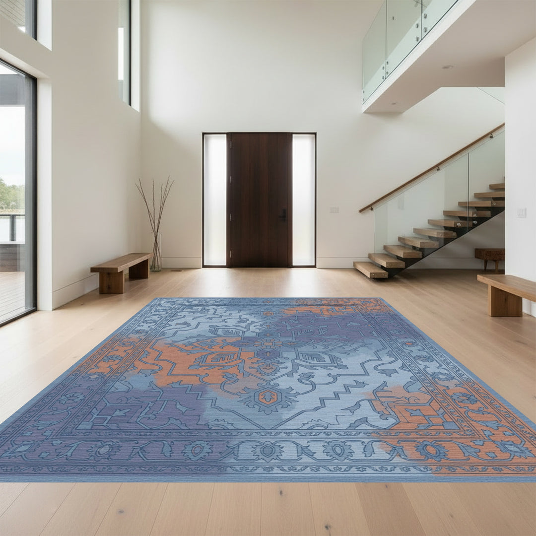 Ornate Blue Terracotta Medallion Rug