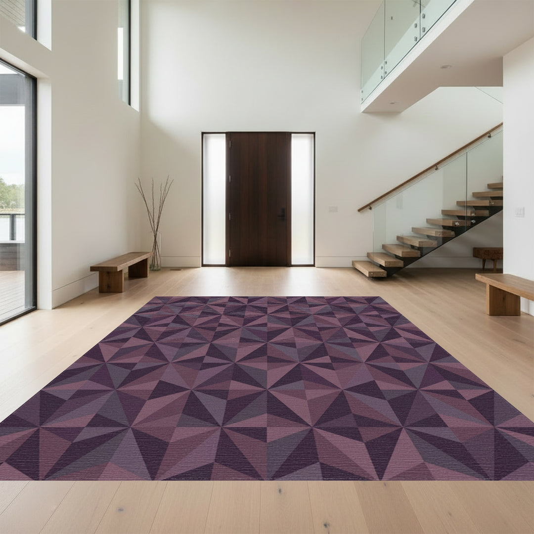 Deep Plum Geometric Starburst Rug