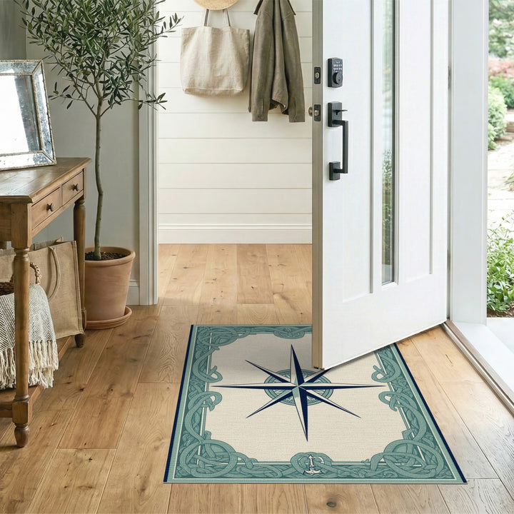 Coastal Nautical Compass Area Rug