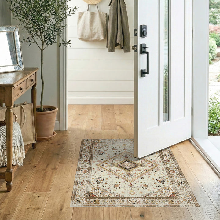 Beige Persian Medallion Area Rug