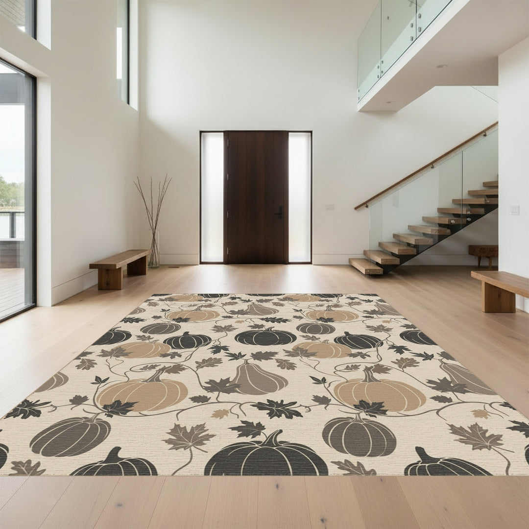 Autumn Pumpkin Vine Swirl Rug