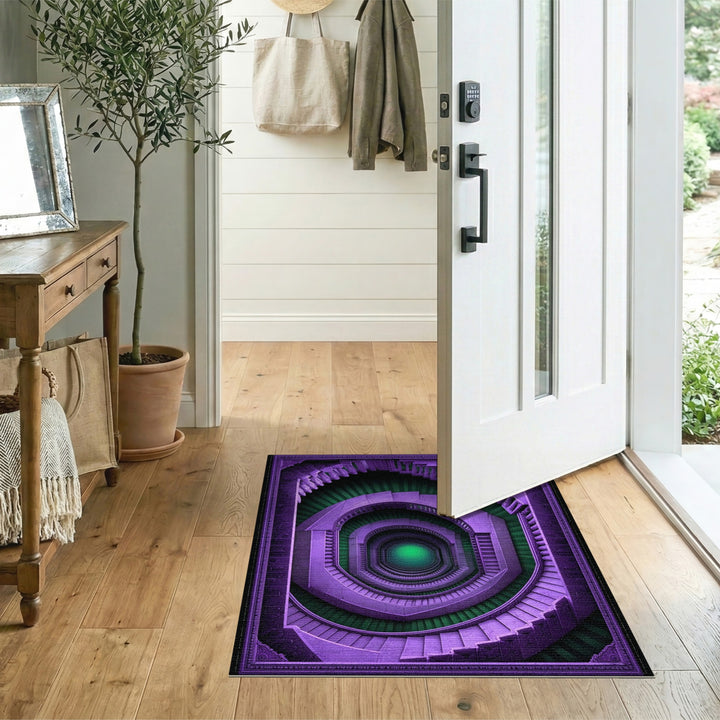 Purple Geometric Spiral Staircase Area Rug