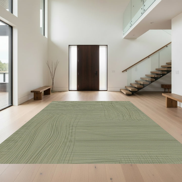 Earthy Green Woven Stripe Rug