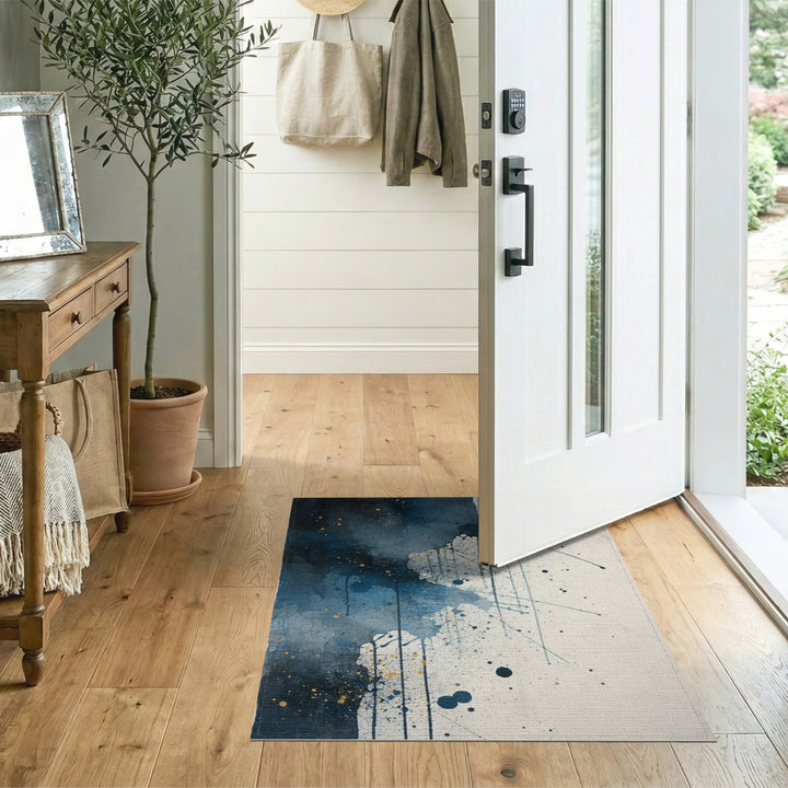 Blue Abstract Splatter Area Rug