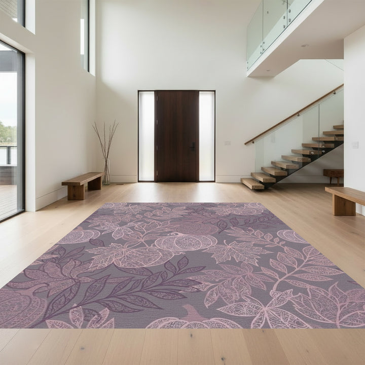 Lavender Pumpkin Leaf Lace Medallion Rug