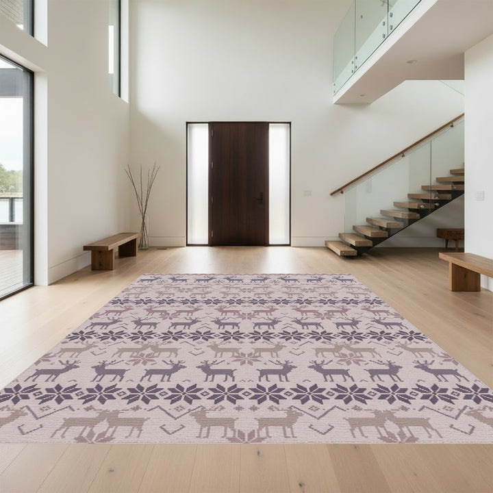 Winter Deer Snowflake Knit Texture Rug