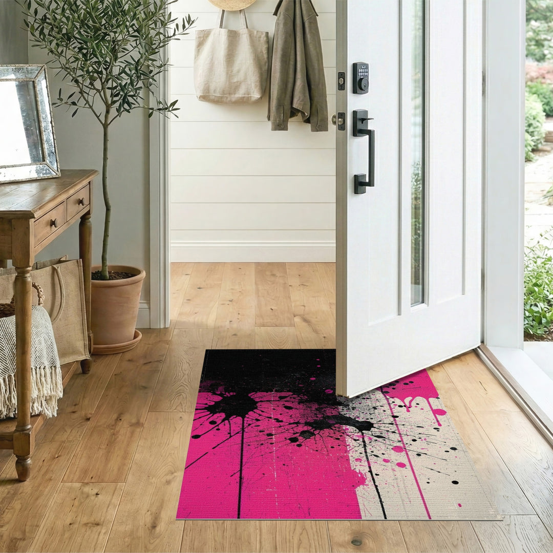 Pink Abstract Splatter Area Rug