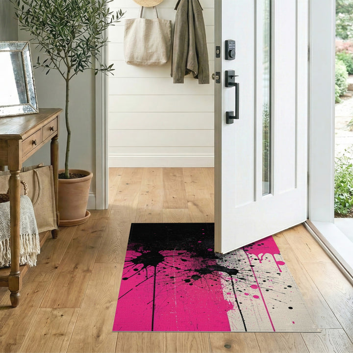 Pink Abstract Splatter Area Rug