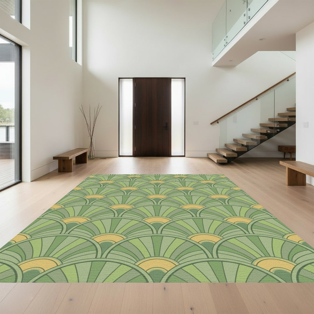 Verdant Green Fanburst Repeat Rug