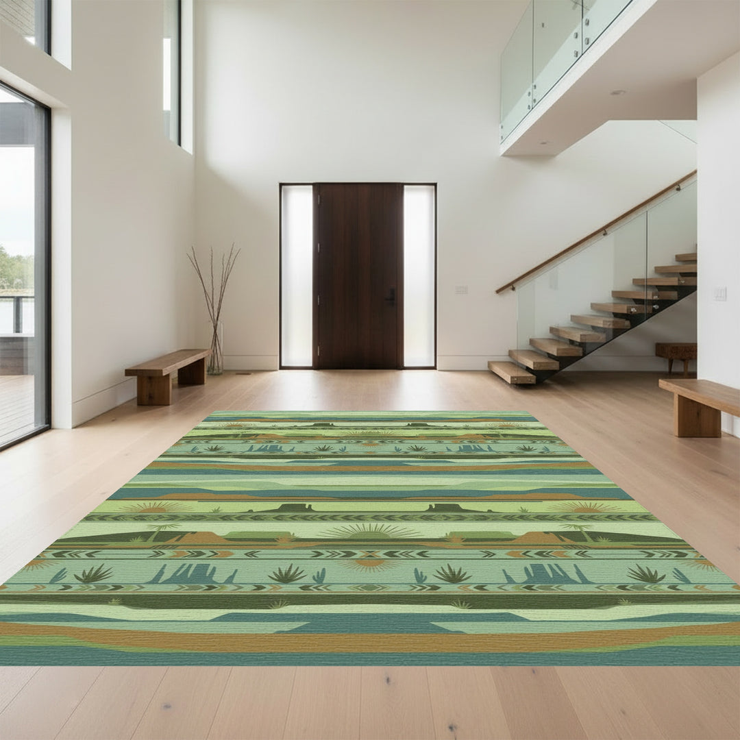 Desert Mesa Sun Landscape Stripes Rug