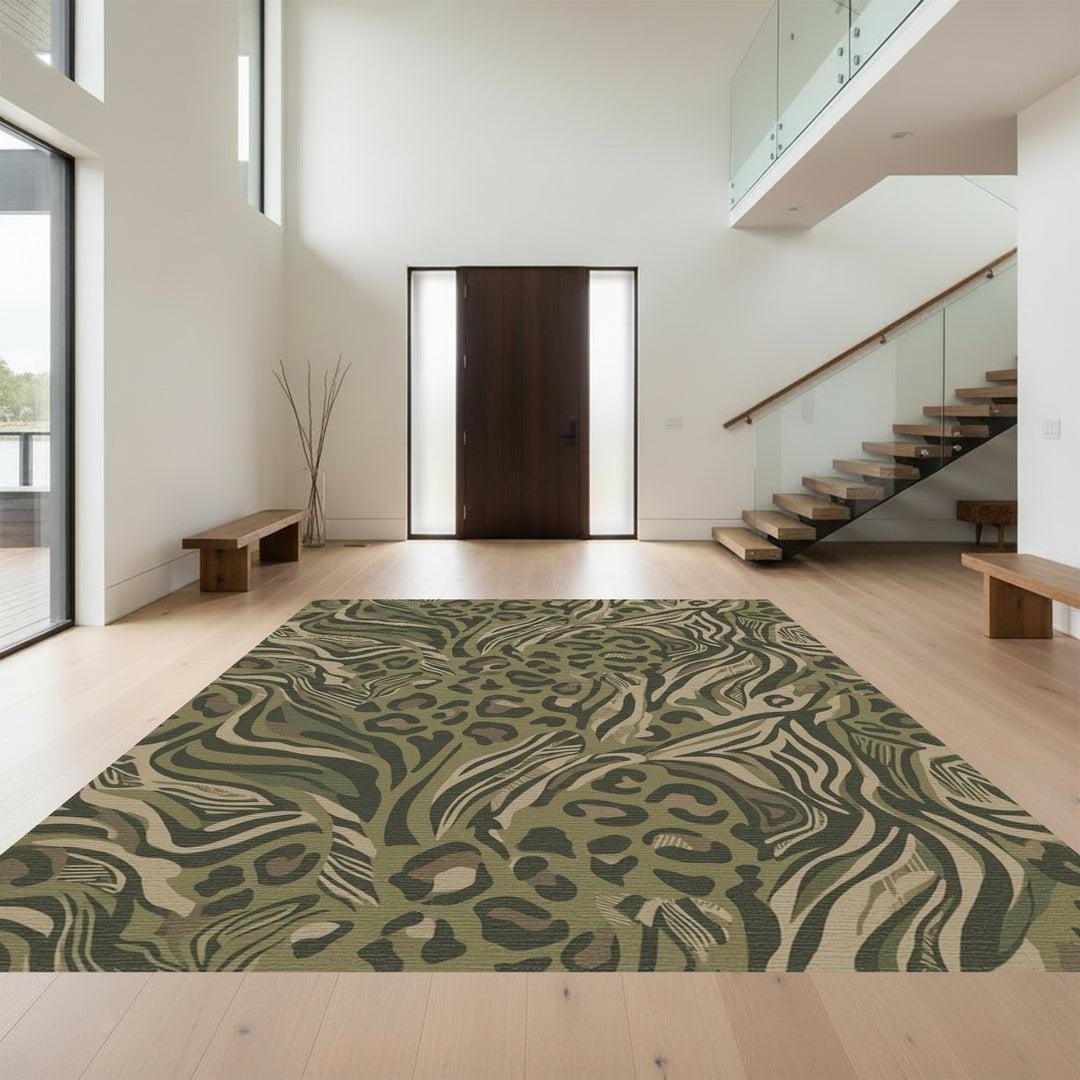 Jungle Camouflage Abstract Animal Print Rug