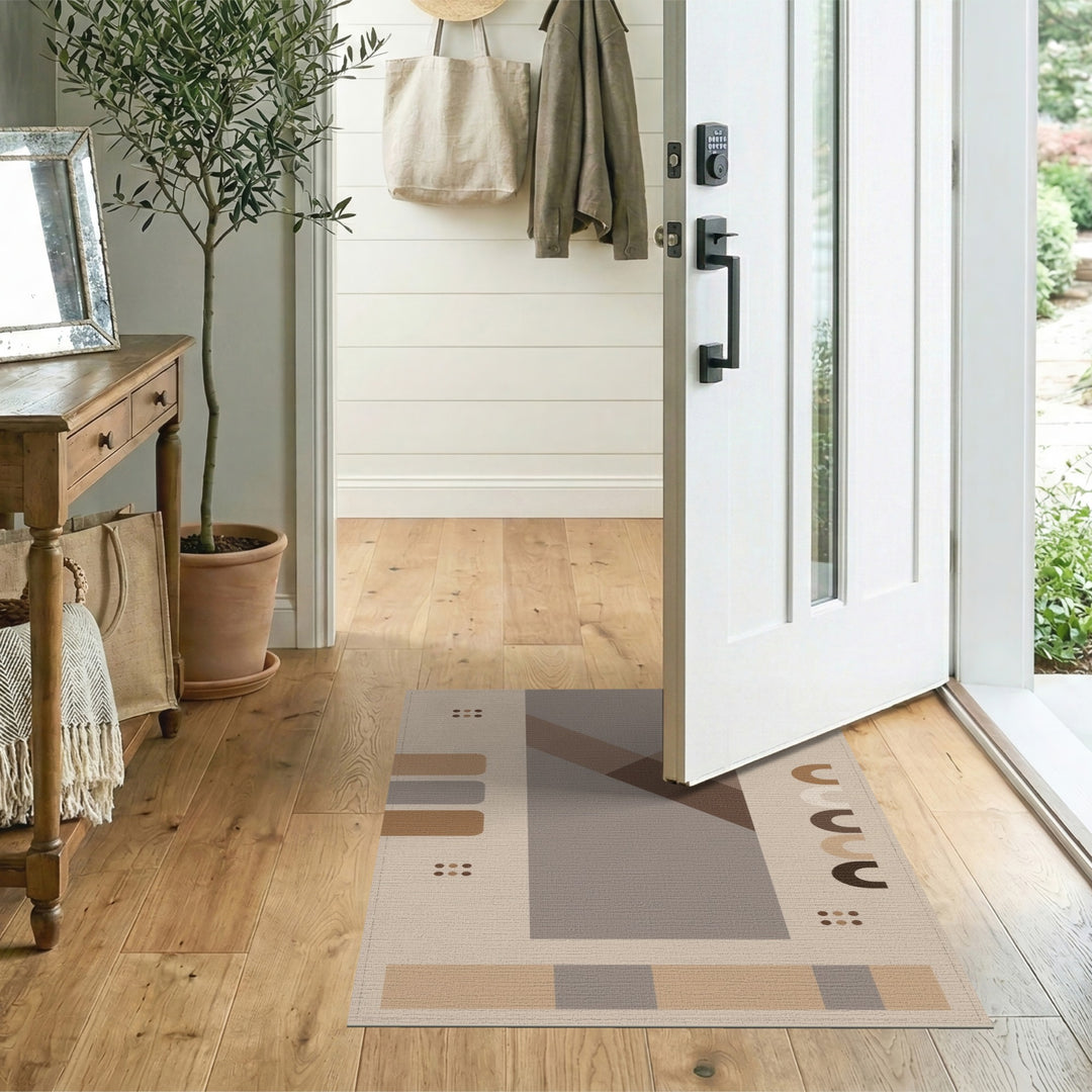 Modern Geometric Beige Brown Area Rug