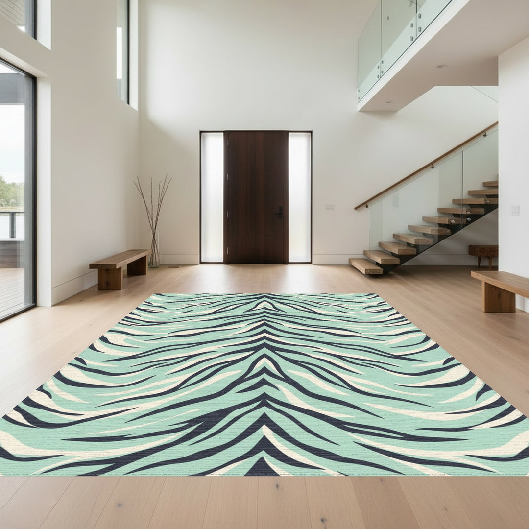 Mint Aqua Tiger Stripe Rug