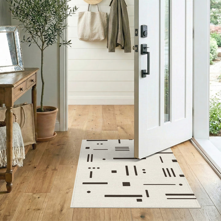 Beige Geometric Lines Area Rug
