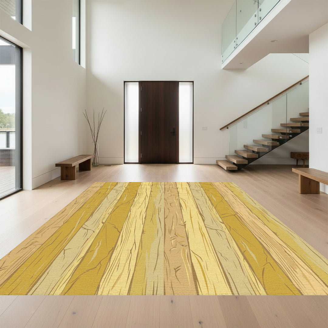 Natural Wood Grain Vertical Stripe Rug