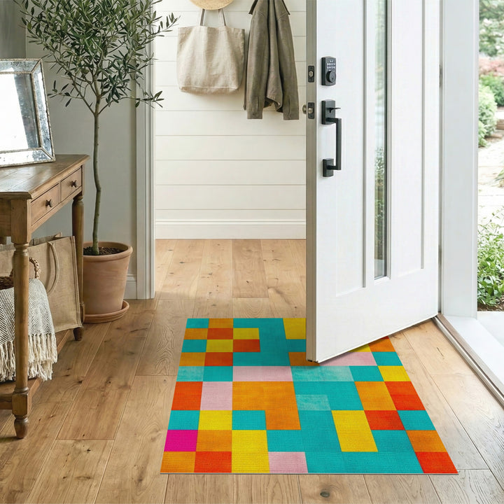 Vibrant Geometric Multi-Color Area Rug