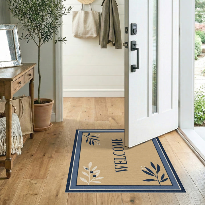 Beige Welcome Botanical Area Rug