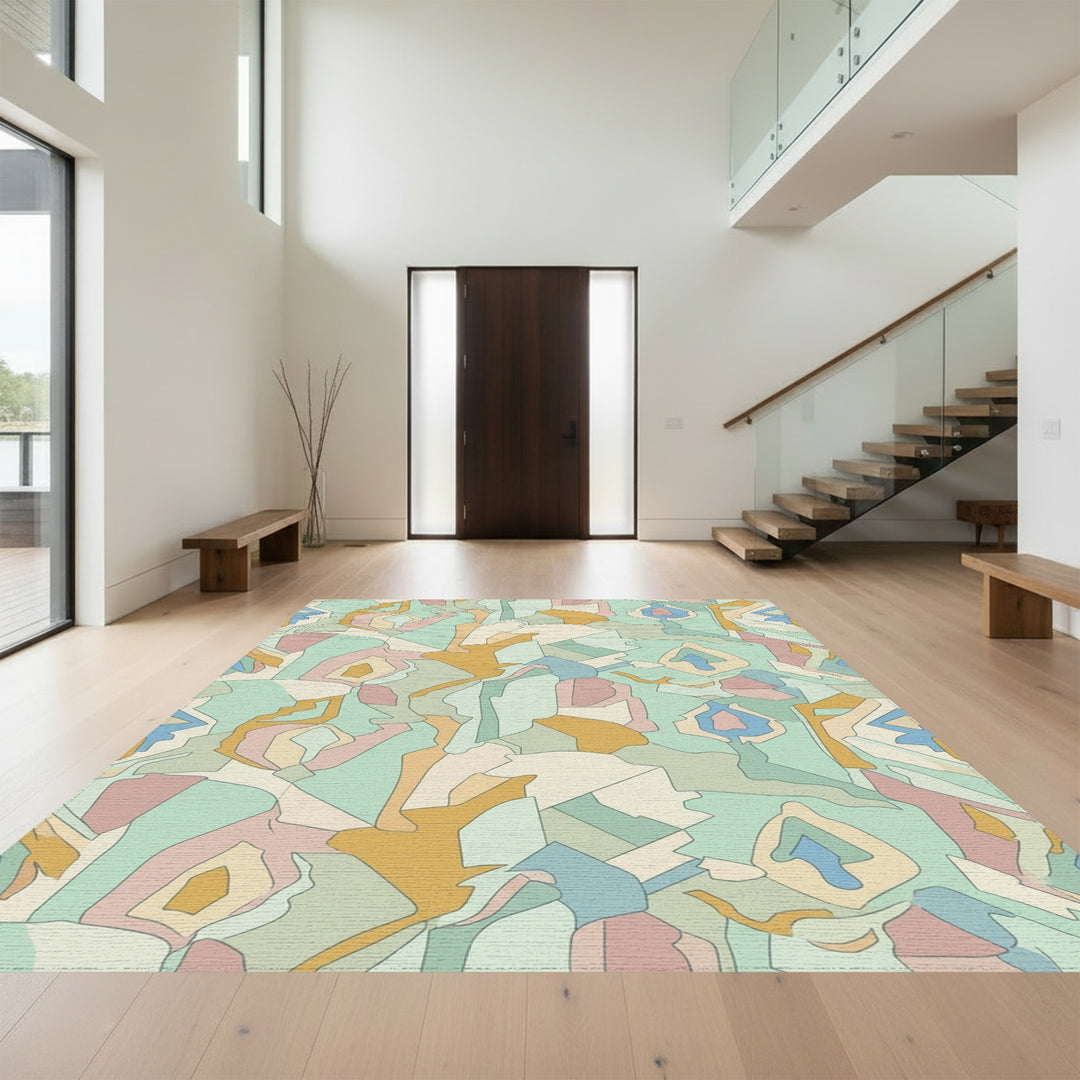 Soft Pastel Organic Geometric Blend Rug