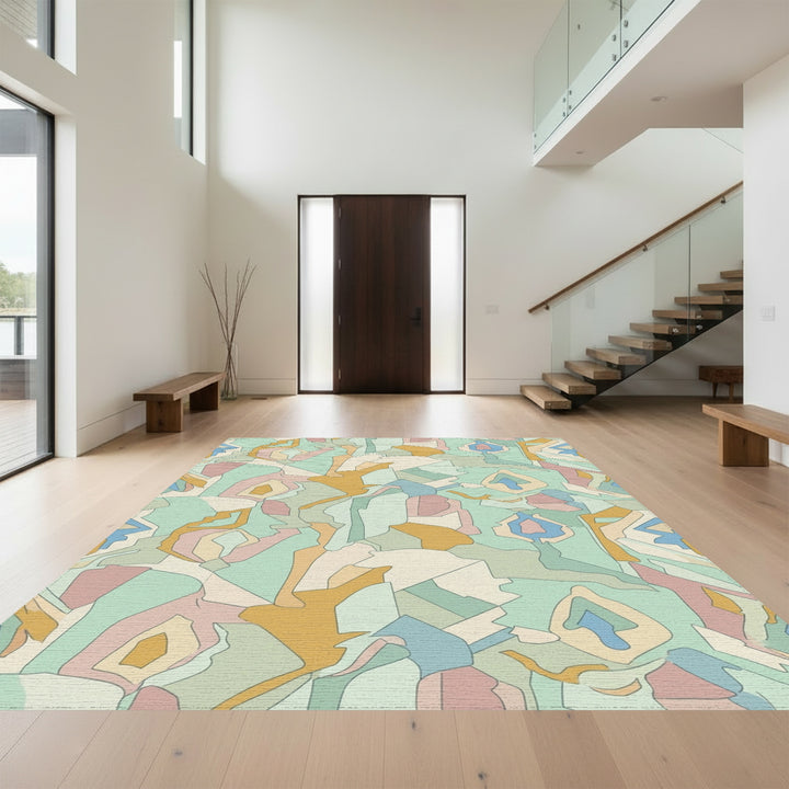 Soft Pastel Organic Geometric Blend Rug