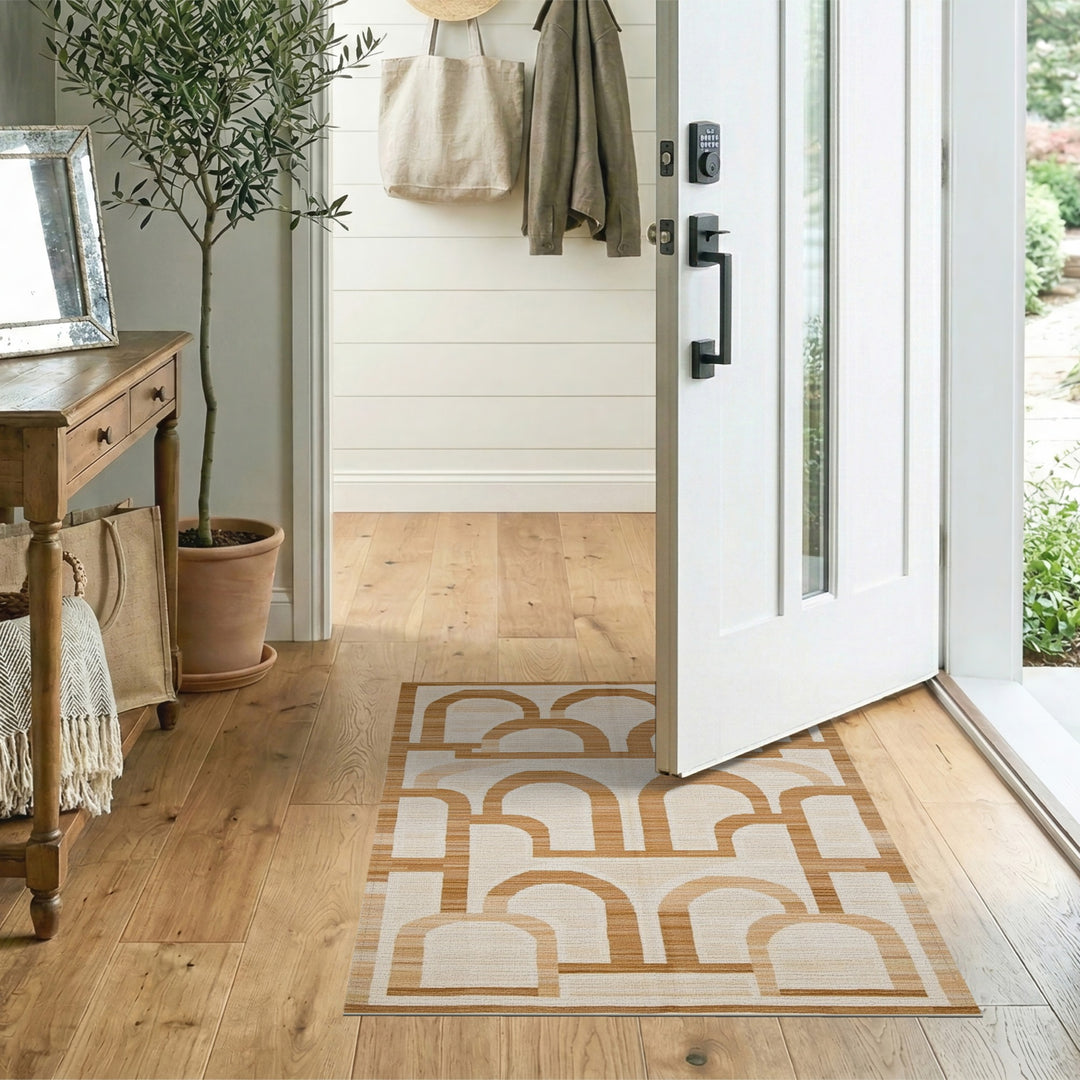 Brown Geometric Arch Area Rug
