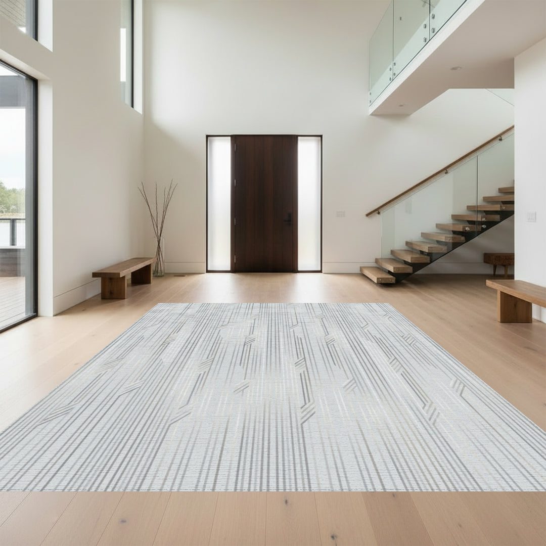 Chic Silver Vertical Segment Rug