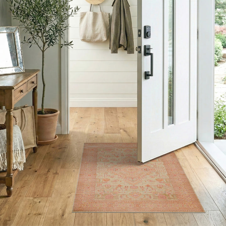 Mint Green Distressed Medallion Area Rug