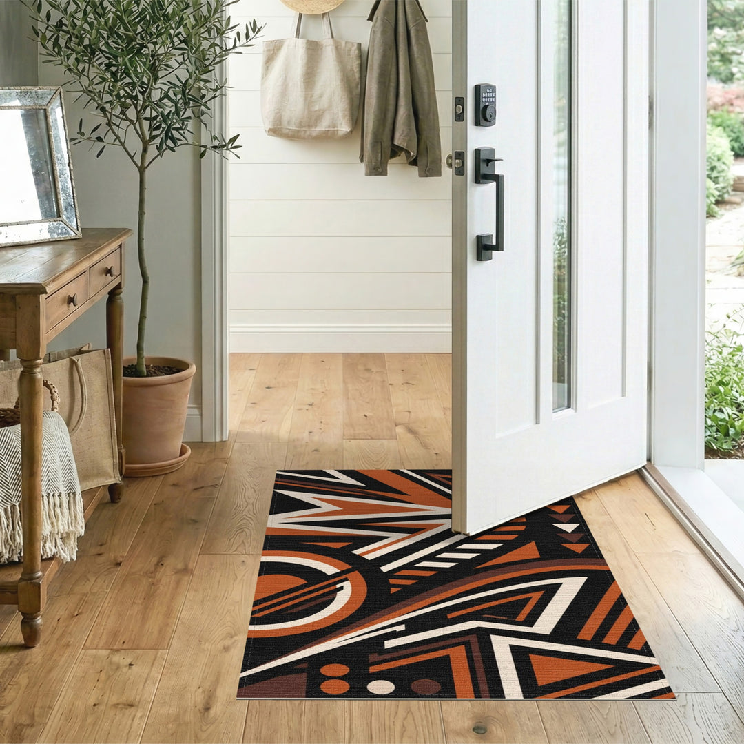Brown and Tan Bold Geometric Brown Area Rug