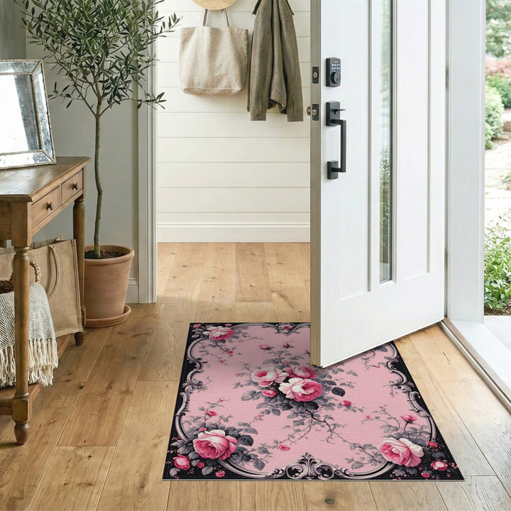 Pink Rose Ornate Floral Vintage Rug
