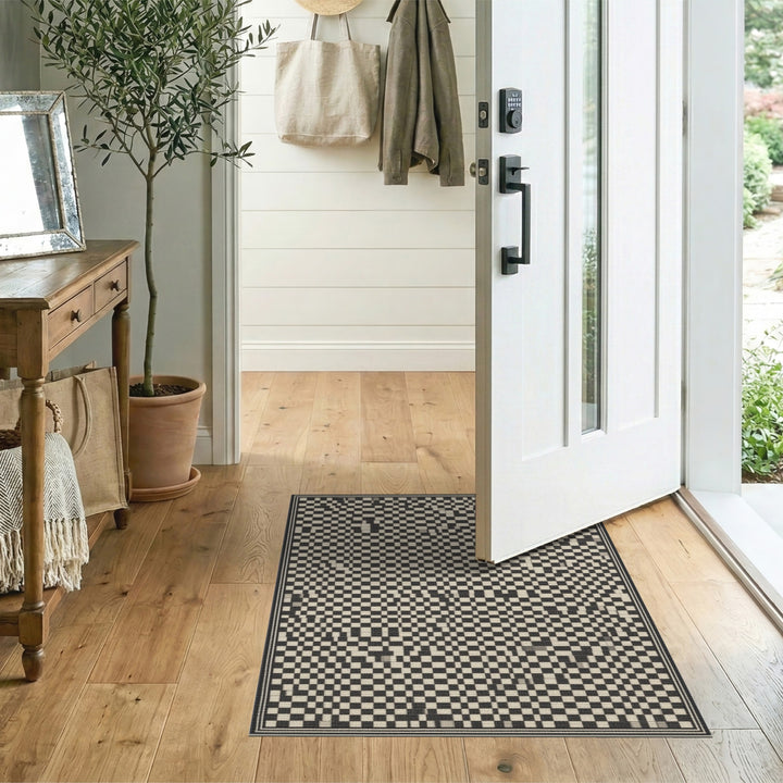 Black and White Checkered Black and White Area Rug