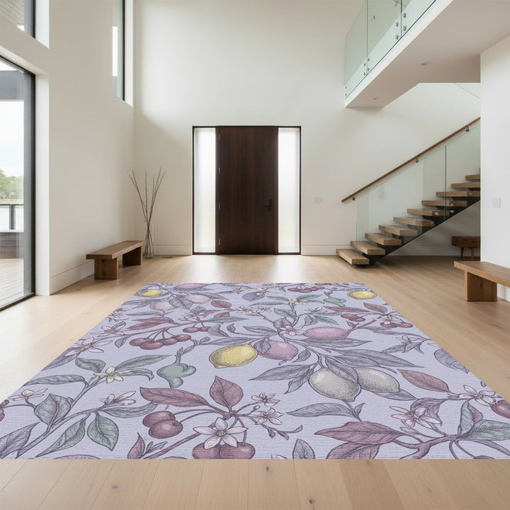 Vintage Cherry Lemon Blossom Vines Rug