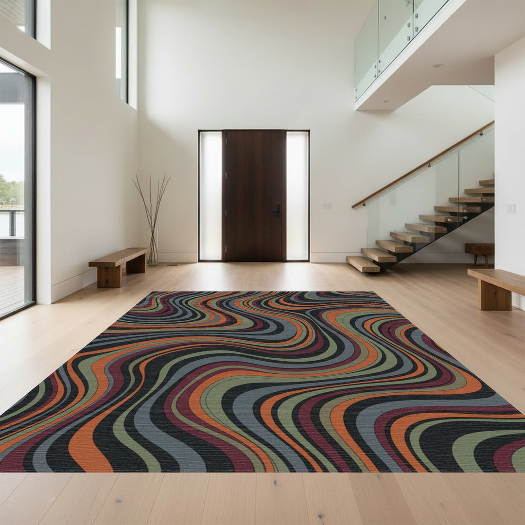 Earthy Swirls Wavy Stripe Rug