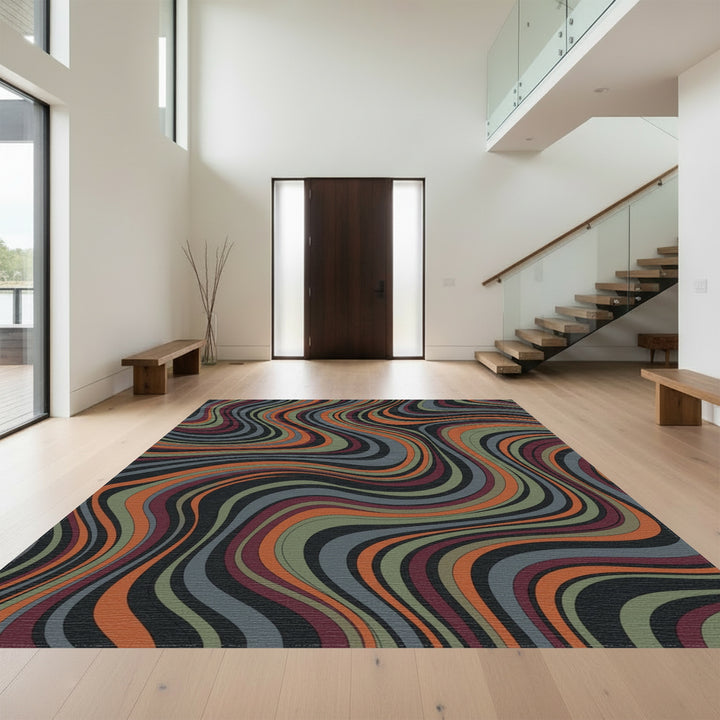 Earthy Swirls Wavy Stripe Rug