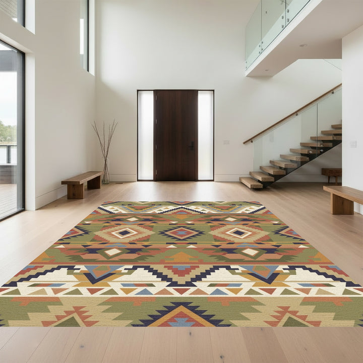 Earthy Earthy Ethnic Diamond Geometric Rug