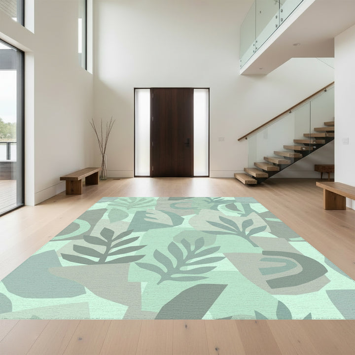 Abstract Foliage Collage in Seafoam Hues Rug