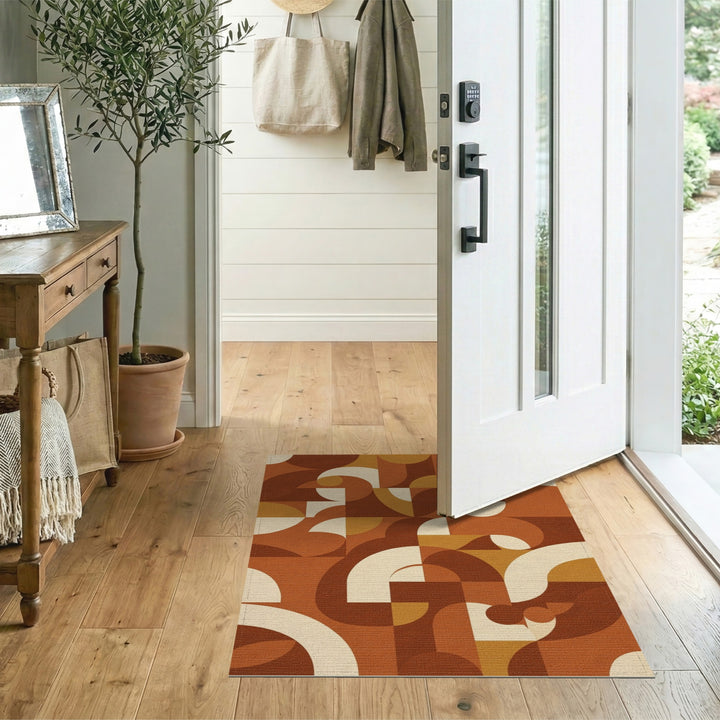 Geometric Modern Brown and Tan Bold Geometric Brown Area Rug