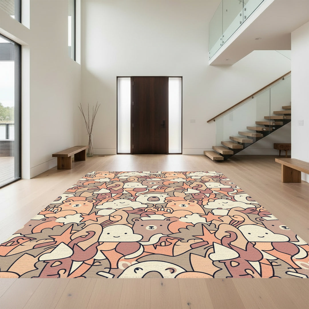 Cute Bear Cloud Stars Doodle Rug