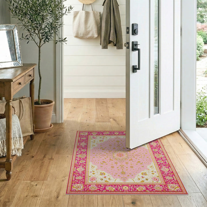 Pink Floral Vintage Area Rug